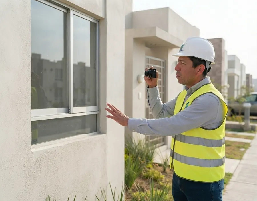 Exterior y fachada: Grietas, desprendimientos y sellos de ventanas por fuera.